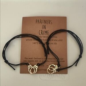 Handcuff Friendship Bracelet Set - Black and Silver